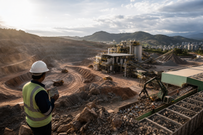 Área de mineração e equipamentos industriais associados à nova política brasileira para minerais críticos e estratégicos.